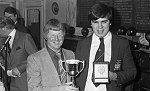 South Side News: Willie Wood presents medals to members of Queen's Park Bowling Club in Glasgow. 8th April 1983.