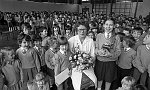 Barrhead News: Head cook of Springhill Primary, May Todd retiral presentation. 29th April 1983.