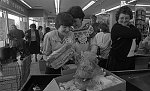 Barrhead News: Bag packing at Presto for John Wright fund. 30th April 1983.
