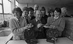 Barrhead News: Winners of cookery competition at Barrhead High School with David Alexander, the Head Teacher and Mr Connell, depute head. 25th April 1983.
